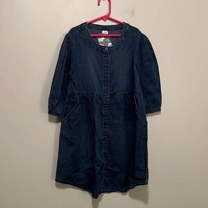 Evsie Kid's Blue 3/4 Sleeve Button Down Chambray Dress Size Medium NWT